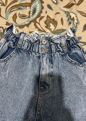 Kadın Gri Renkli Fırfırlı Bol Kesim Jean - Görsel 2