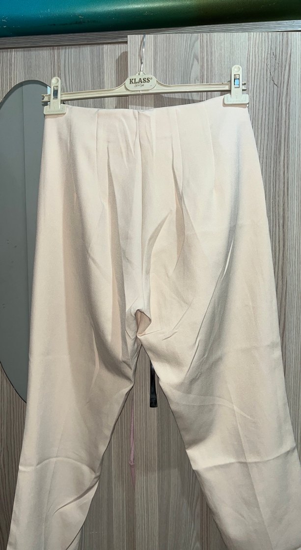 Bej Midi Kadın Kumaş Pantolon - Görsel 4