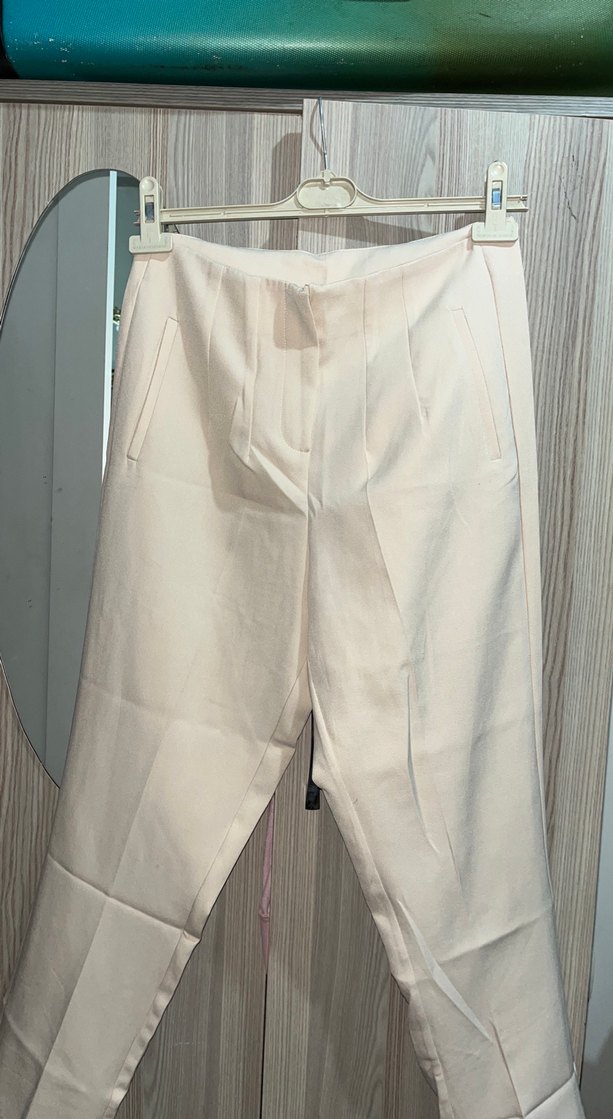 Bej Midi Kadın Kumaş Pantolon - Görsel 3