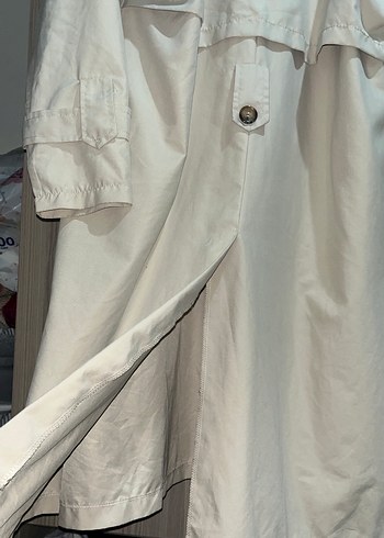 Düğmeli Uzun Keten Kadın Kaban - Görsel 5