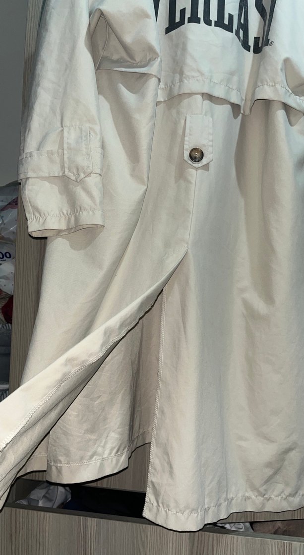 Düğmeli Uzun Keten Kadın Kaban - Görsel 5