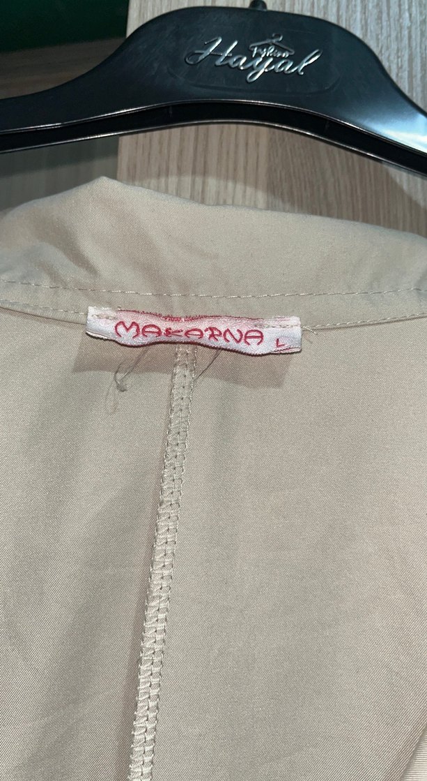 Düğmeli Uzun Keten Kadın Kaban - Görsel 2