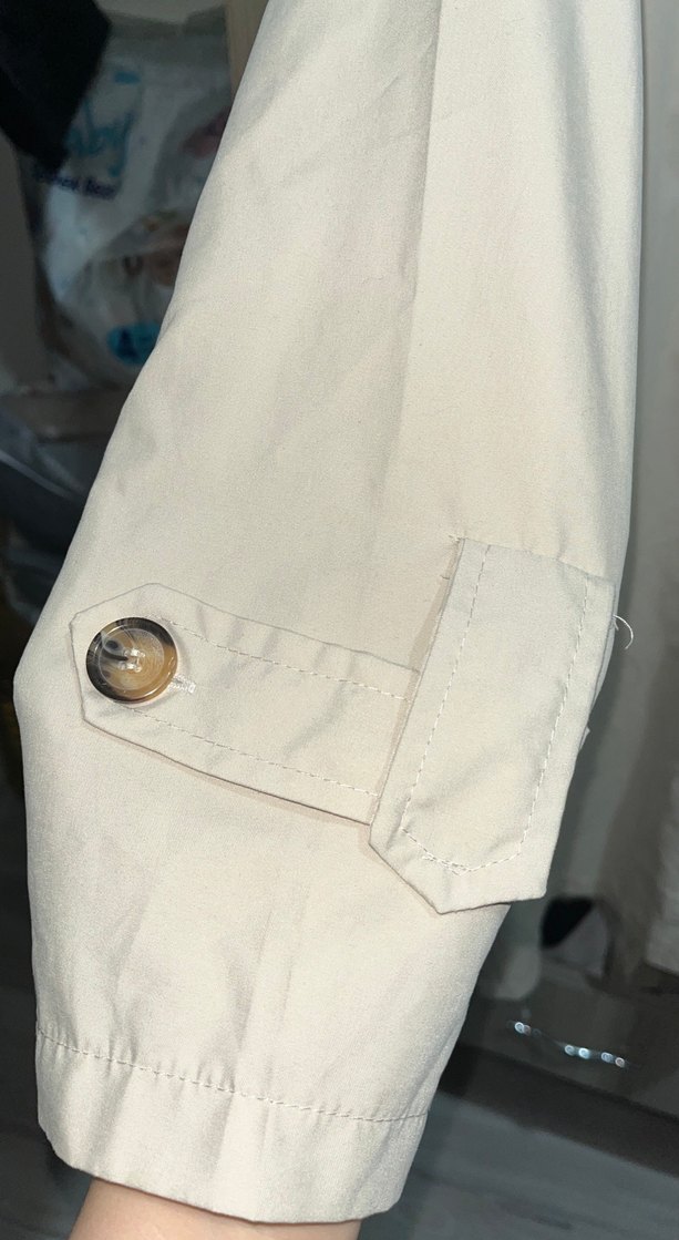 Düğmeli Uzun Keten Kadın Kaban - Görsel 3