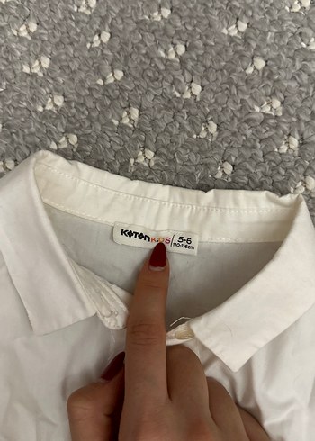 Kız Çocuk Beyaz Keten Kısa Kollu Gömlek - Görsel 2