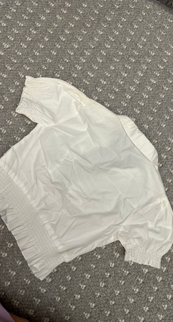 Kız Çocuk Beyaz Keten Kısa Kollu Gömlek - Görsel 3