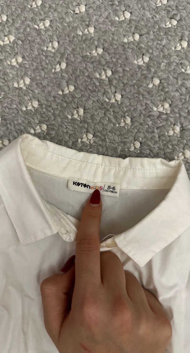 Kız Çocuk Beyaz Keten Kısa Kollu Gömlek - Görsel 2