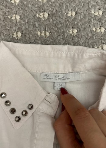 Taş Detaylı Beyaz Uzun Kollu Gömlek - Görsel 2