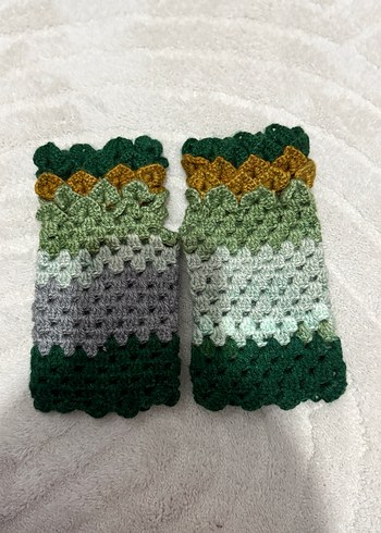 Vintage Renkli Örgü Kadın Eldiveni - Görsel 3