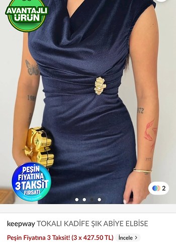 Drapeli Kadife Abiye Elbise - Görsel 3