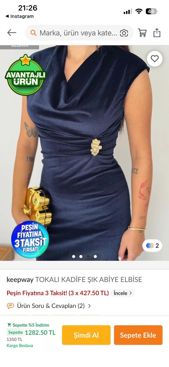 Drapeli Kadife Abiye Elbise - Görsel 3