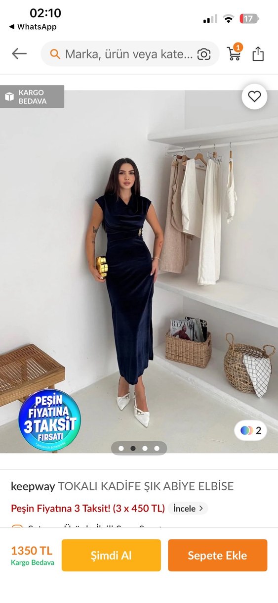 Drapeli Kadife Abiye Elbise - Görsel 2