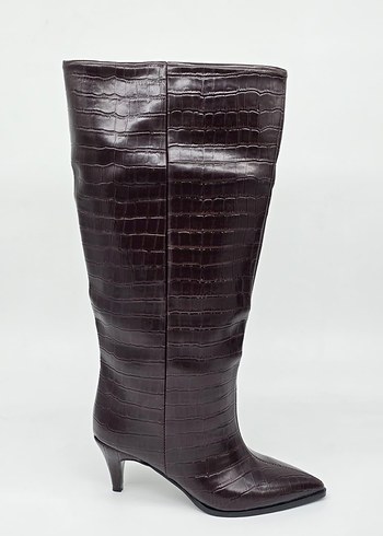 KROKODİL DESEN İNCE TOPUK ÇİZME KAHVERENGİ (36-40 NUMARA) - Görsel 4