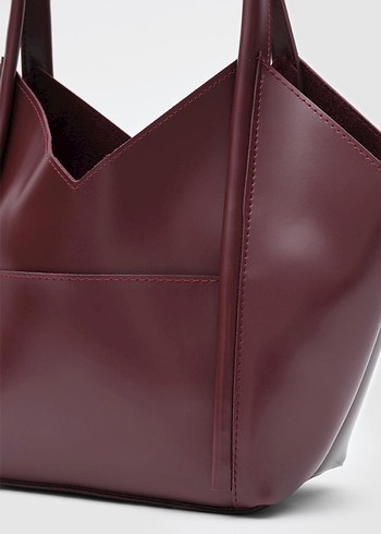 ASİMETRİK OMUZ ÇANTASI BORDO - Görsel 9