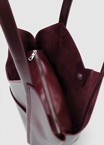 ASİMETRİK OMUZ ÇANTASI BORDO - Görsel 8