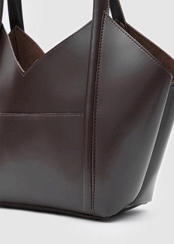 ASİMETRİK OMUZ ÇANTASI ACI KAHVE - Görsel 8