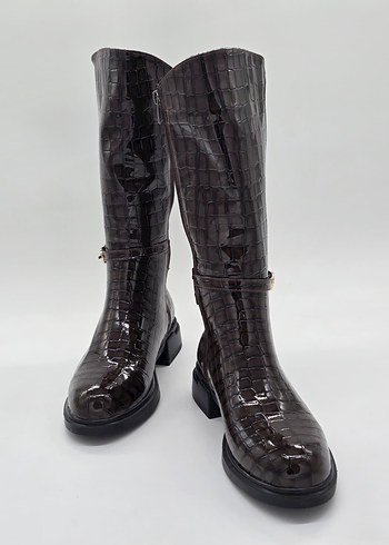 CROCO PARLAK KEMER DETAYLI ÇİZME (36-40 NUMARA ARALIĞI) - Görsel 5