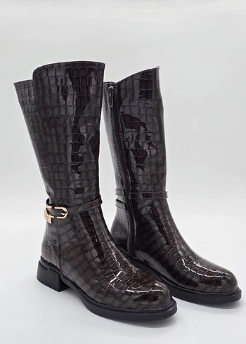 CROCO PARLAK KEMER DETAYLI ÇİZME (36-40 NUMARA ARALIĞI) - Görsel 3