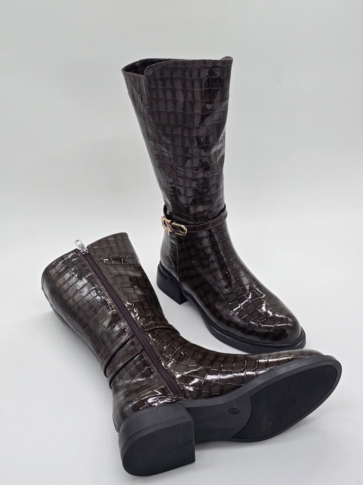 CROCO PARLAK KEMER DETAYLI ÇİZME (36-40 NUMARA ARALIĞI) - Görsel 2