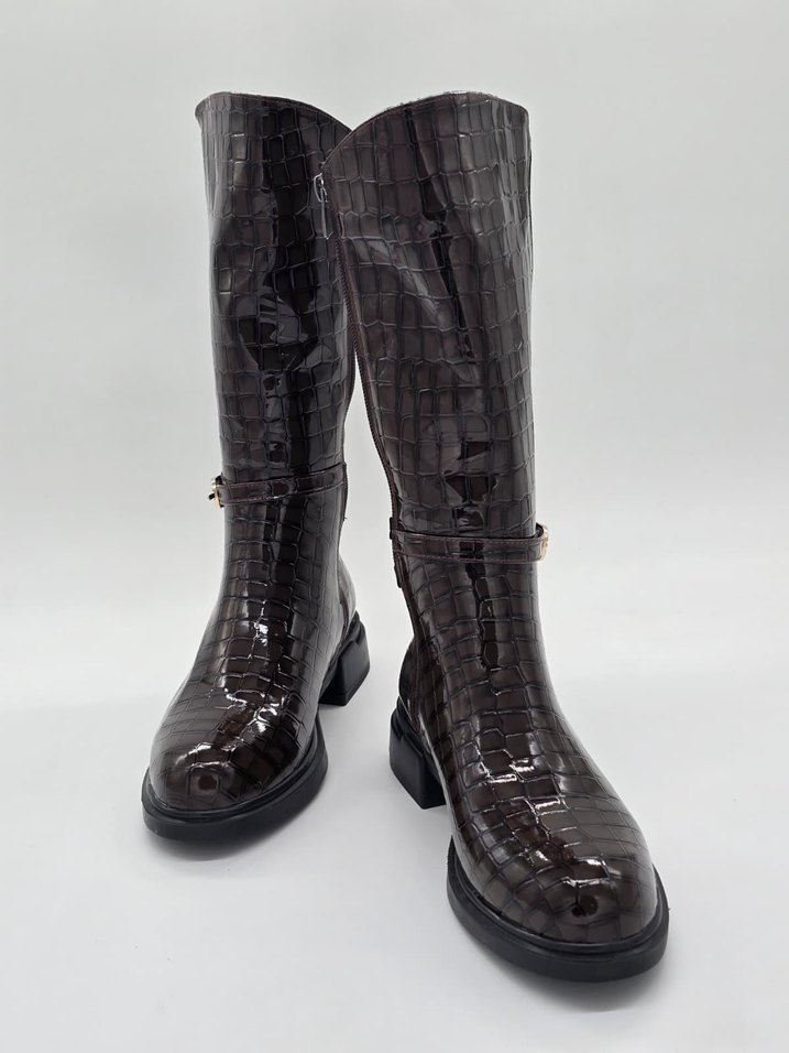 CROCO PARLAK KEMER DETAYLI ÇİZME (36-40 NUMARA ARALIĞI) - Görsel 5