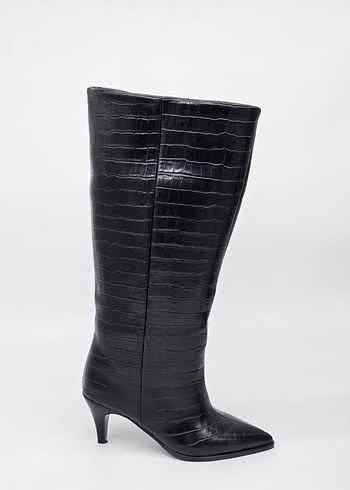 KROKODİL DESEN İNCE TOPUK ÇİZME SİYAH (36-40 NUMARA) - Görsel 2