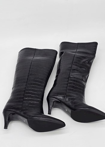 KROKODİL DESEN İNCE TOPUK ÇİZME SİYAH (36-40 NUMARA) - Görsel 5