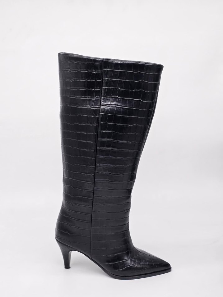 KROKODİL DESEN İNCE TOPUK ÇİZME SİYAH (36-40 NUMARA) - Görsel 2