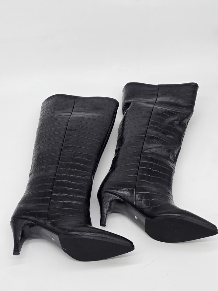KROKODİL DESEN İNCE TOPUK ÇİZME SİYAH (36-40 NUMARA) - Görsel 5
