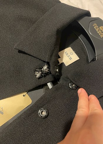 Düğmeli Siyah Uzun paldüsü - Görsel 2