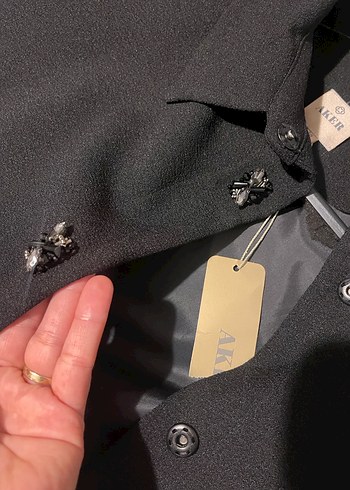 Düğmeli Siyah Uzun paldüsü - Görsel 3