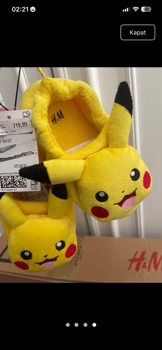 Sarı Pikachu Desenli H&M Kız Çocuk Ev Terliği - Görsel 2
