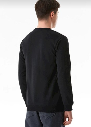 Erkek Sweatshirt ince. Siyah renk S beden - Görsel 4