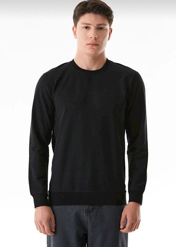 Erkek Sweatshirt ince. Siyah renk S beden - Görsel 2