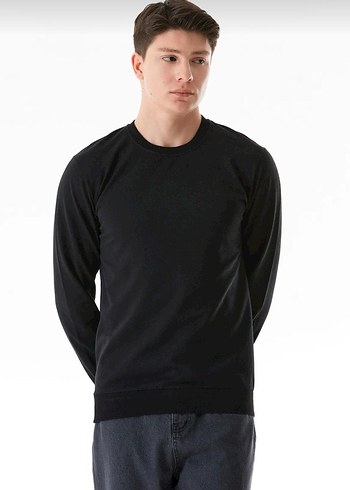 Erkek Sweatshirt ince. Siyah renk S beden - Görsel 3