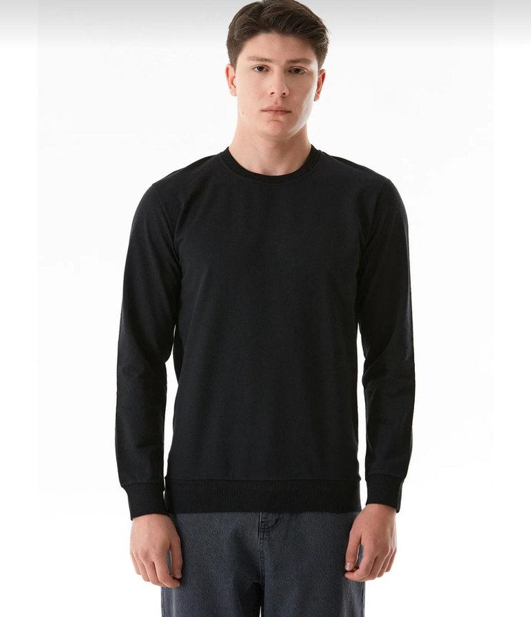 Erkek Sweatshirt ince. Siyah renk S beden - Görsel 2