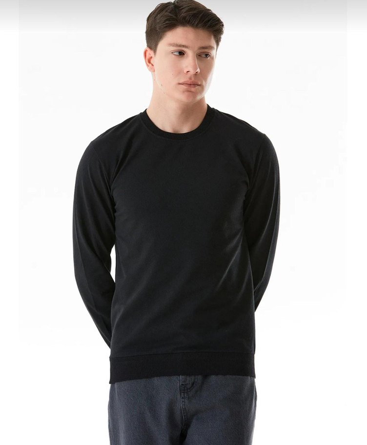 Erkek Sweatshirt ince. Siyah renk S beden - Görsel 3