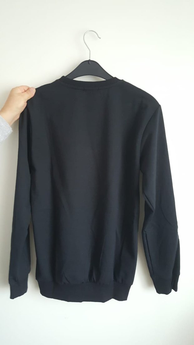 Erkek Sweatshirt ince. Siyah renk S beden - Görsel 5