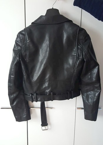 Kadın Zara Siyah Deri Biker Ceket - Görsel 2