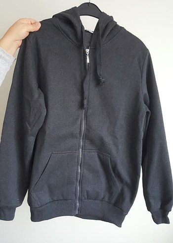 Siyah Kapüşonlu Fermuarlı Erkek Sweatshirt - Görsel 2