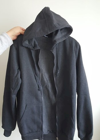 Siyah Kapüşonlu Fermuarlı Erkek Sweatshirt - Görsel 4