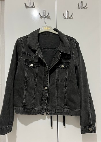 Siyah Düğmeli Kadın Denim Ceket - Görsel 2