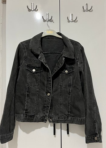 Siyah Düğmeli Kadın Denim Ceket - Görsel 3