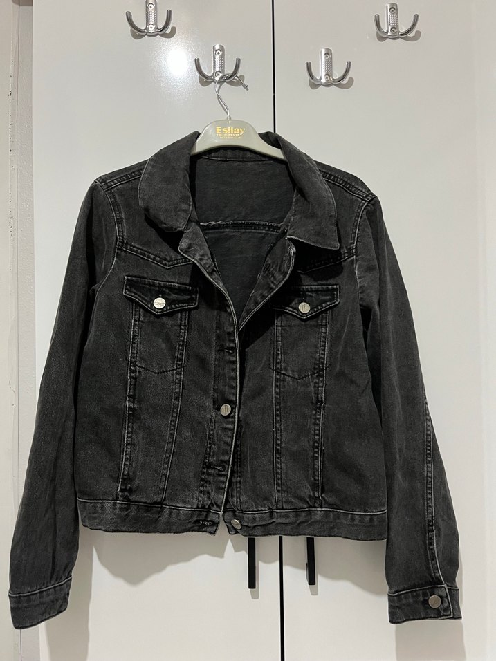 Siyah Düğmeli Kadın Denim Ceket - Görsel 2