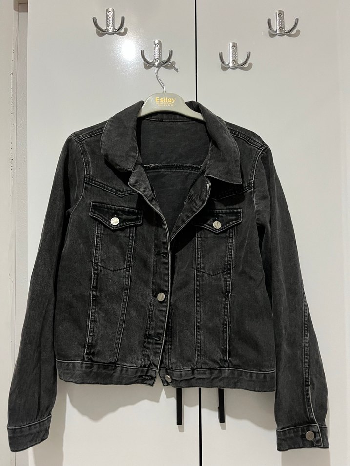 Siyah Düğmeli Kadın Denim Ceket - Görsel 3