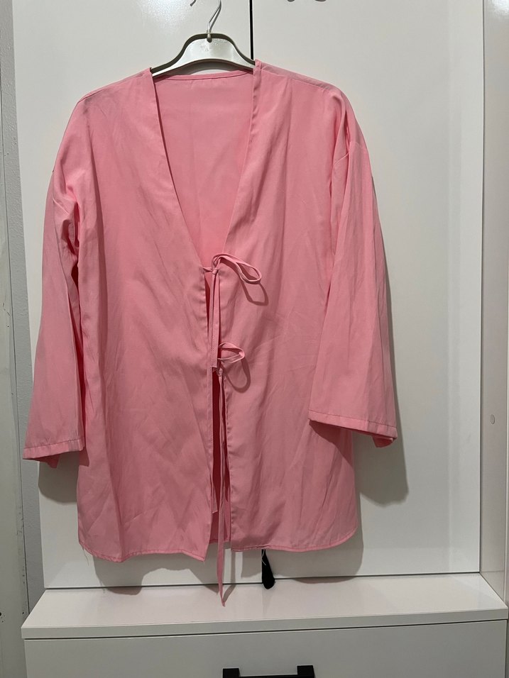 Pembe Midi Kadın kimono - Görsel 2