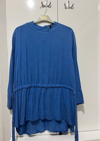 Mavi Düğmeli Hamile Bluzu - Görsel 4