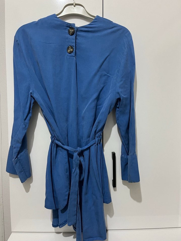 Mavi Düğmeli Hamile Bluzu - Görsel 2