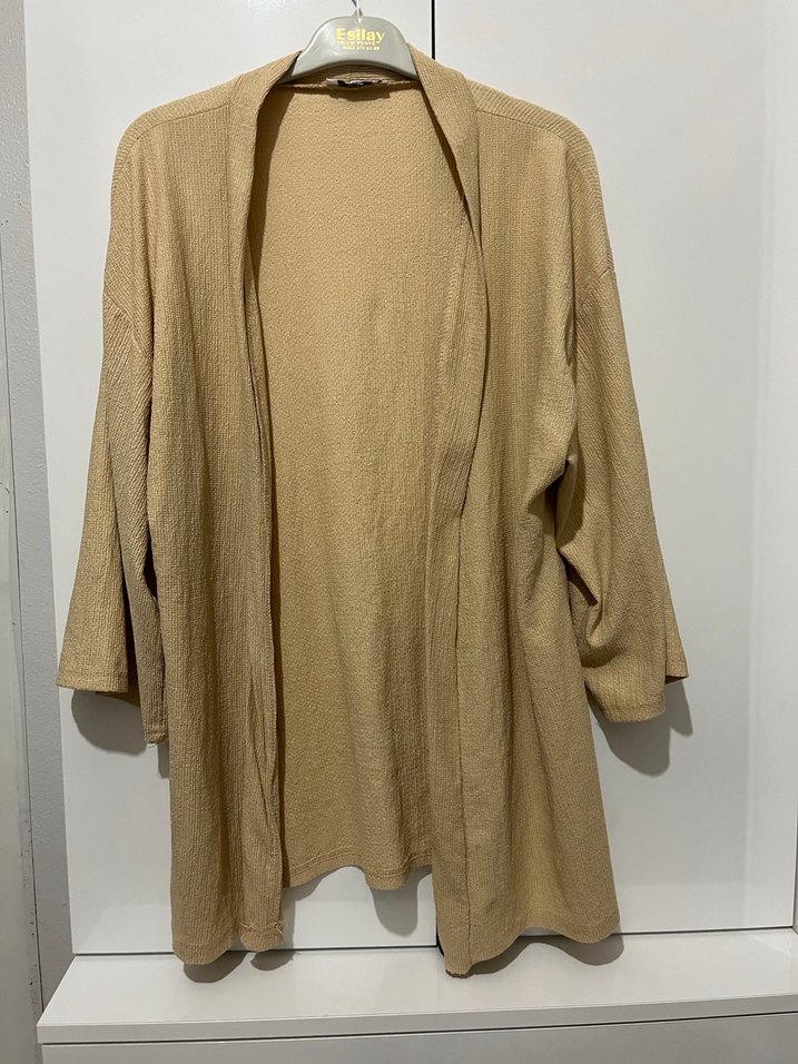 Bej Rahat Kesim Keten Kadın Kimono takımı - Görsel 2