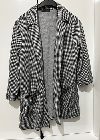 Düğmeli Gri Ekose Midi Kadın Kaban - Görsel 3