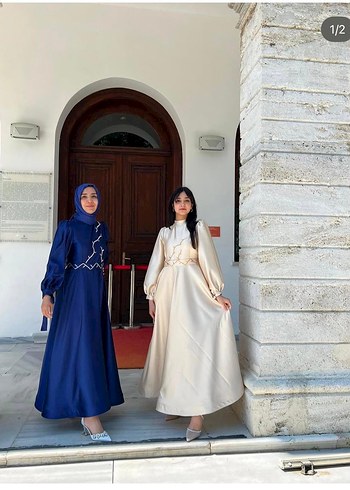 Kadın Lacivert Uzun Abiye Elbise - Görsel 6