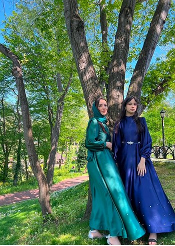 Kadın Lacivert Uzun Abiye Elbise - Görsel 3